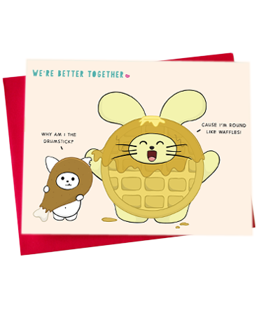 Better Together: Chicken + Waffle Greeting Card by Fat Rabbit Farm