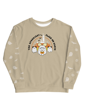 The Spookiest Place on Earth CREAM All-Over Print Unisex Sweatshirt