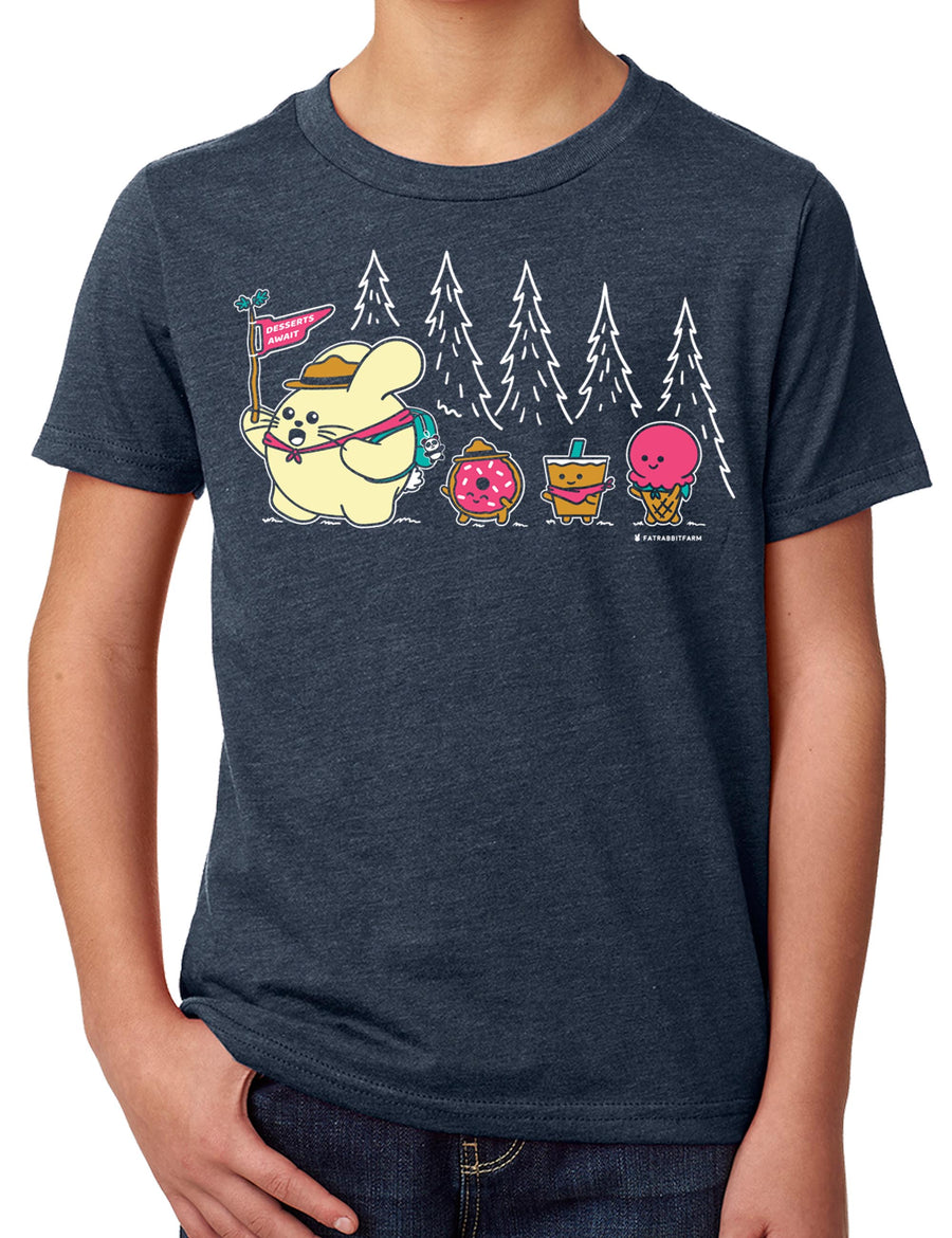 Desserts Await Kid’s T-shirt | HEATHER NAVY