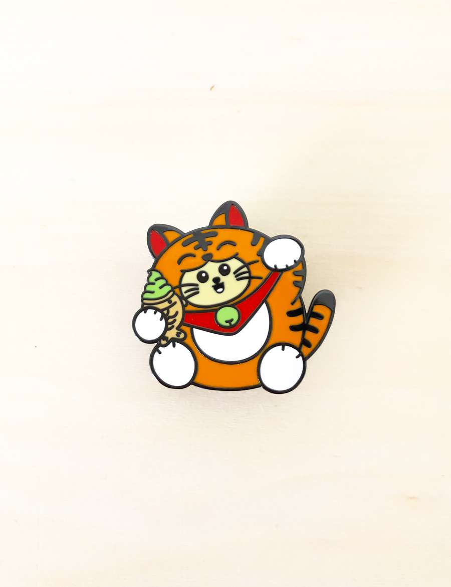 Tiger Maneki Babee Enamel Pin