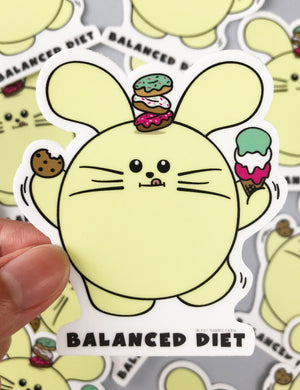 Balanseng Diet Vinyl Sticker ng Fat Rabbit Farm