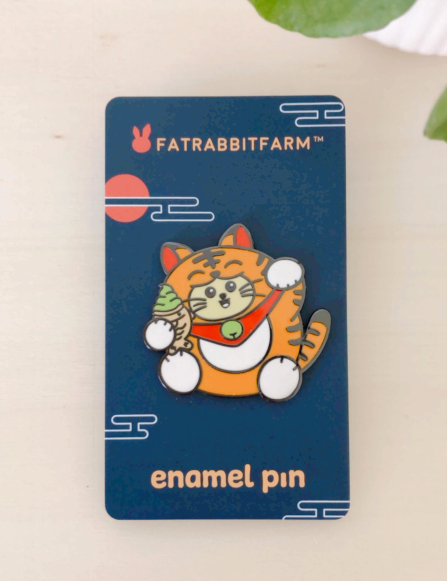 Tiger Maneki Babee Enamel Pin