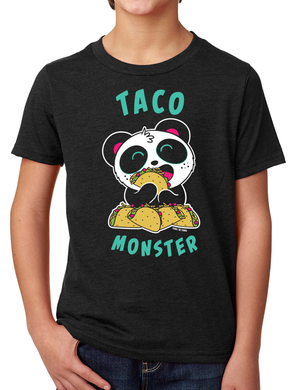 Taco Monster Kid’s T-shirt by Pandi the Panda