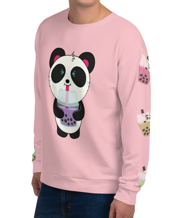 Boba Bear All-Over-Print Unisex Sweatshirt Specialty Made to Order by Pandi the Panda