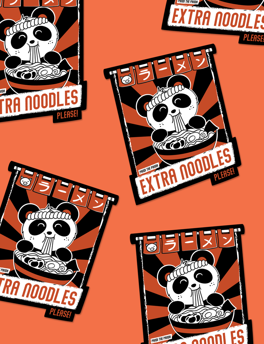 Extra Noodles Vinyl Sticker by Pandi the Panda – Fat Rabbit Farm