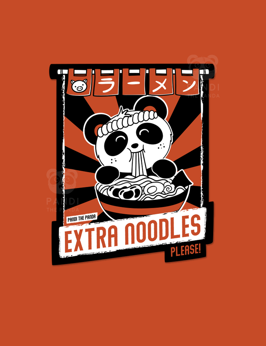 Extra Noodles Vinyl Sticker ni Pandi the Panda