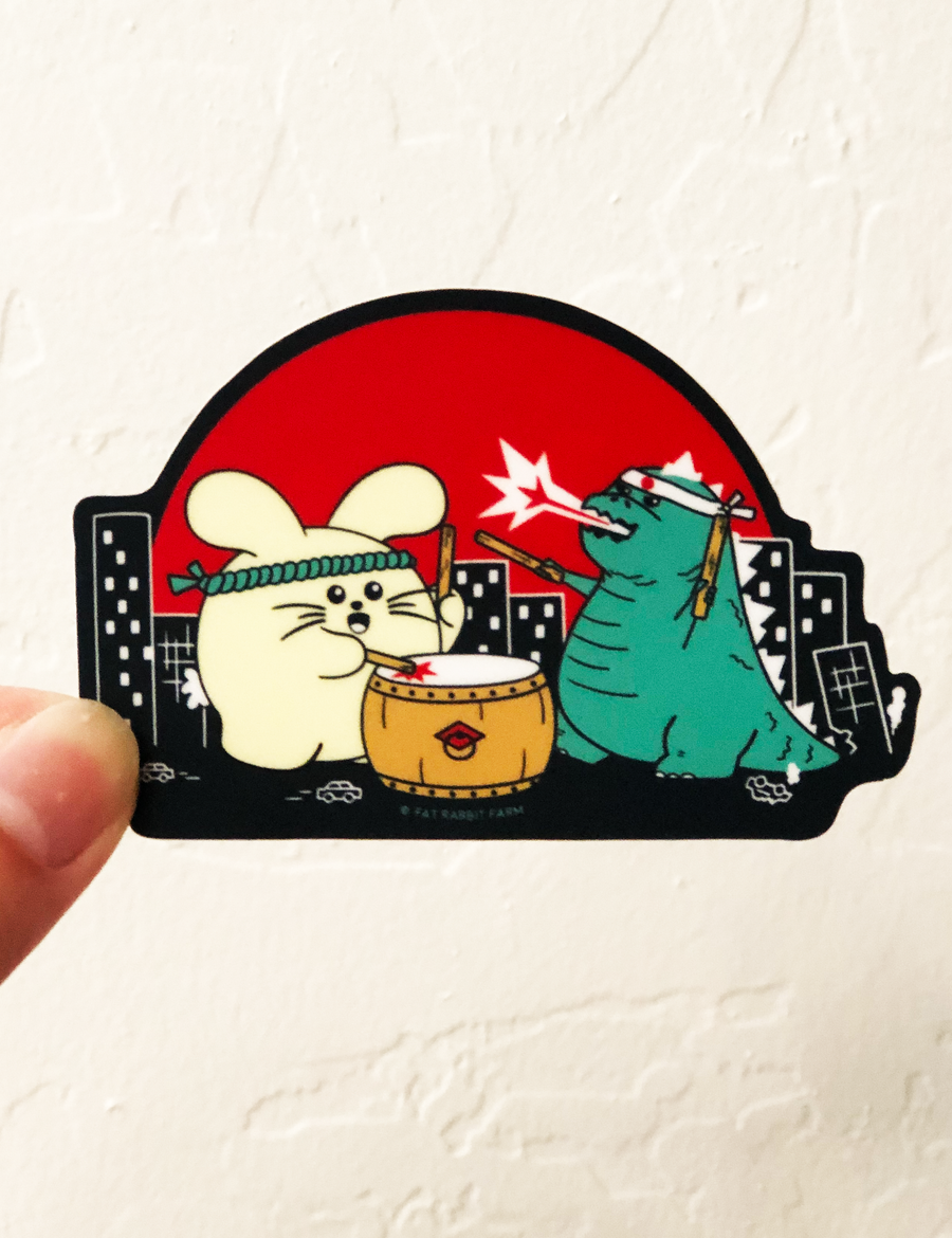 Taiko Monsters Vinyl Sticker by Fat Rabbit Farm