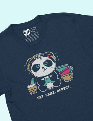Eat. Game. Repeat Men’s T-shirt by Pandi the Panda