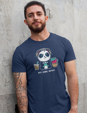 Eat. Game. Repeat Men’s T-shirt by Pandi the Panda