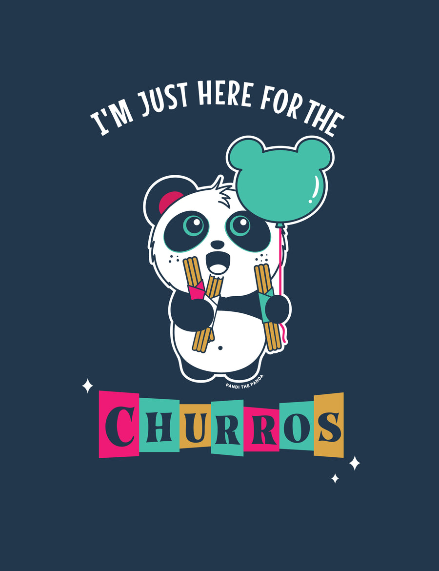 Here for the Churros Women’s T-shirt by Pandi the Panda