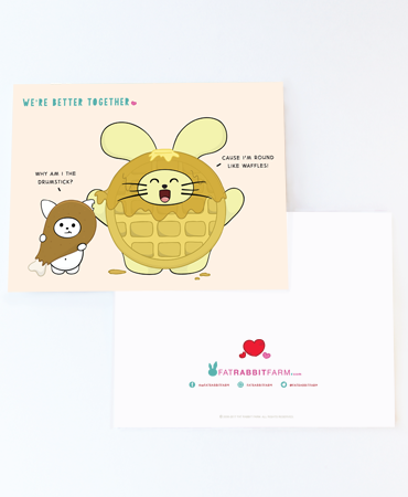 Better Together: Chicken + Waffle Greeting Card by Fat Rabbit Farm