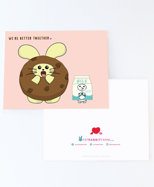 Better Together: Cookie + Milk Greeting Card by Fat Rabbit Farm