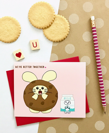 Better Together: Cookie + Milk Greeting Card ng Fat Rabbit Farm