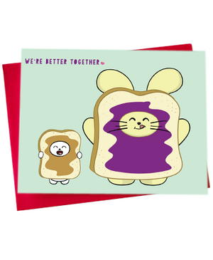 Better Together: PB+J Greeting Card by Fat Rabbit Farm