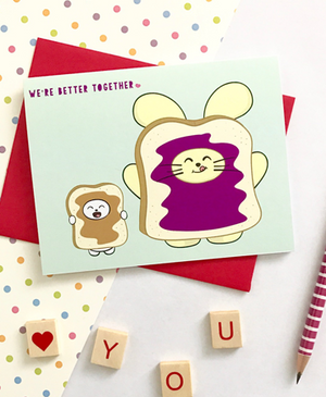 Better Together: PB+J Greeting Card by Fat Rabbit Farm