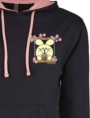 Boba Blossom Unisex Pullover Hoody na may Contrast Hood 